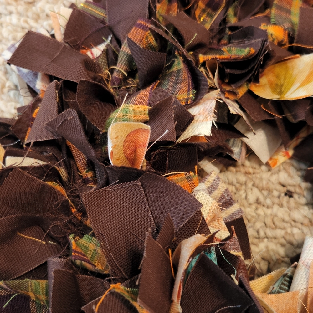 Handmade Fall Fabric Wreath 8 Inch - Picture 3 of 4